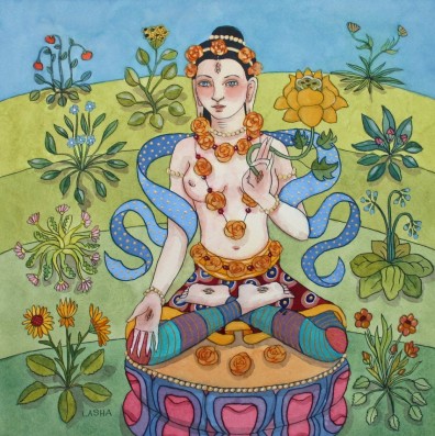 White Tara with Blooming Flowers