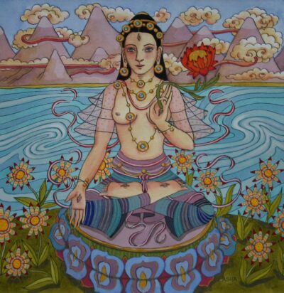 White Tara with Mountains and Flowers