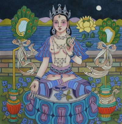 White Tara with Peacock Feathers and Mirrors