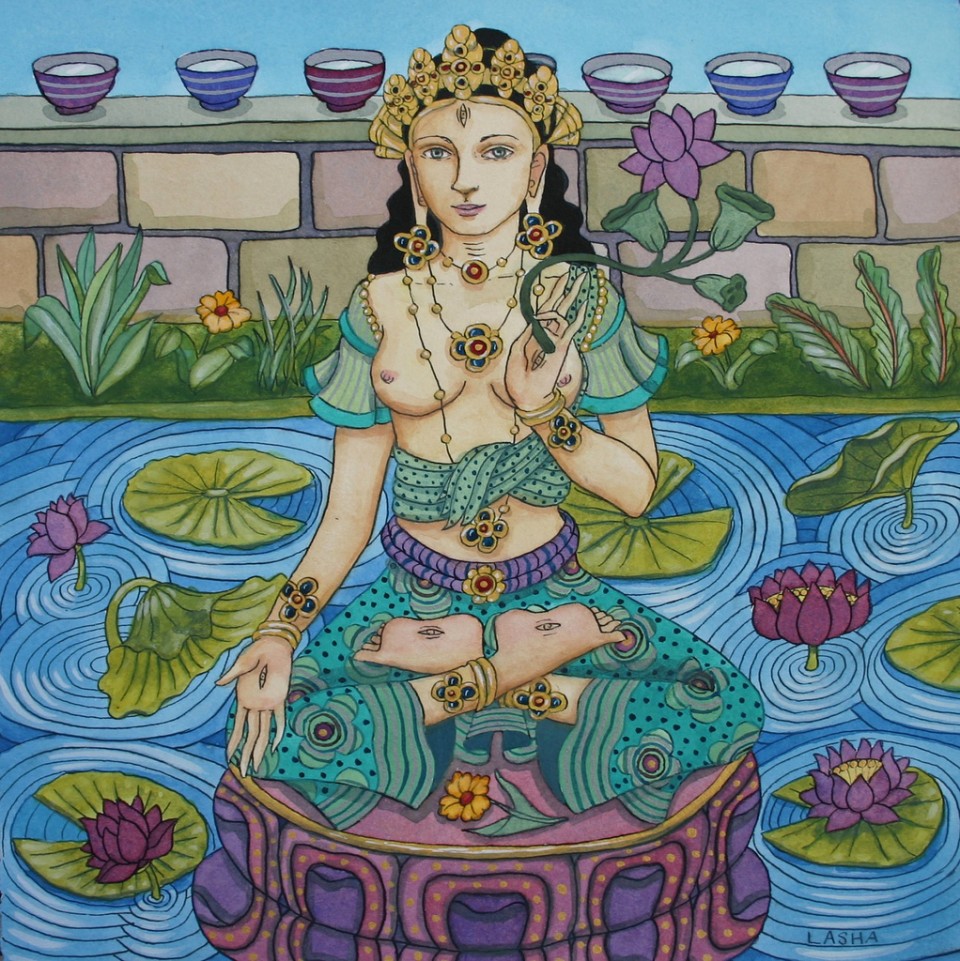 White Tara with Purple Lotuses